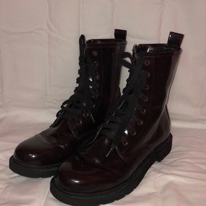 Dark Burgundy Combat Boots